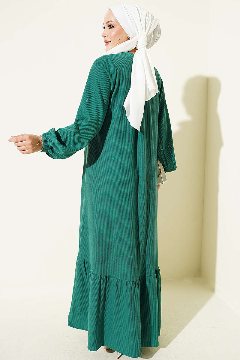 Button-Down Embroidered Detail Dress Green - immagine 3