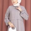 Zippered Modest Outerwear Grey - Imagen 2