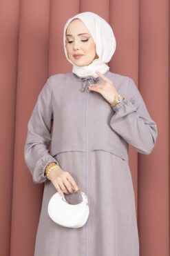 Alternative view of Zippered Modest Outerwear Grey