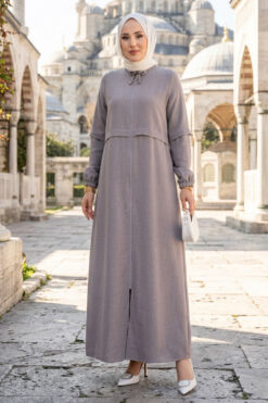 Zippered Modest Outerwear Grey