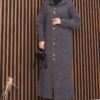 Full-Length Gold Buttoned Modest Knit Cardigan Anthracite - Image 3