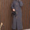 Full-Length Gold Buttoned Modest Knit Cardigan Anthracite - Image 4