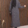 Full-Length Gold Buttoned Modest Knit Cardigan Anthracite - Image 7