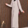 Full-Length Gold Buttoned Modest Knit Cardigan Stone - Image 3