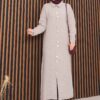 Full-Length Gold Buttoned Modest Knit Cardigan Stone - Image 5