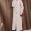 Full-Length Gold Buttoned Modest Knit Cardigan Stone - Image 6