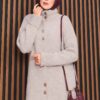 Full-Length Gold Buttoned Modest Knit Cardigan Stone - Image 2