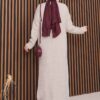 Full-Length Gold Buttoned Modest Knit Cardigan Stone - Image 7