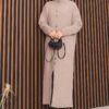 Full-Length Gold Buttoned Modest Knit Cardigan Mink - immagine 4