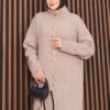 Full-Length Gold Buttoned Modest Knit Cardigan Mink - immagine 6