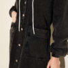 Hooded Denim Dress with Metal Buttons Anthracite - الصورة 4