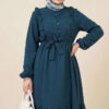 Brit Buttoned Lace Detailed Dress Petrol – Image 2