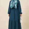 Brit Buttoned Lace Detailed Dress Petrol – Image 3