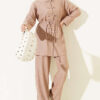 Brit Buttoned French Terry Two-Piece Set Beige