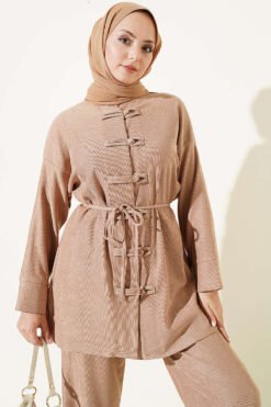 Alternative view of Brit Buttoned French Terry Two-Piece Set Beige