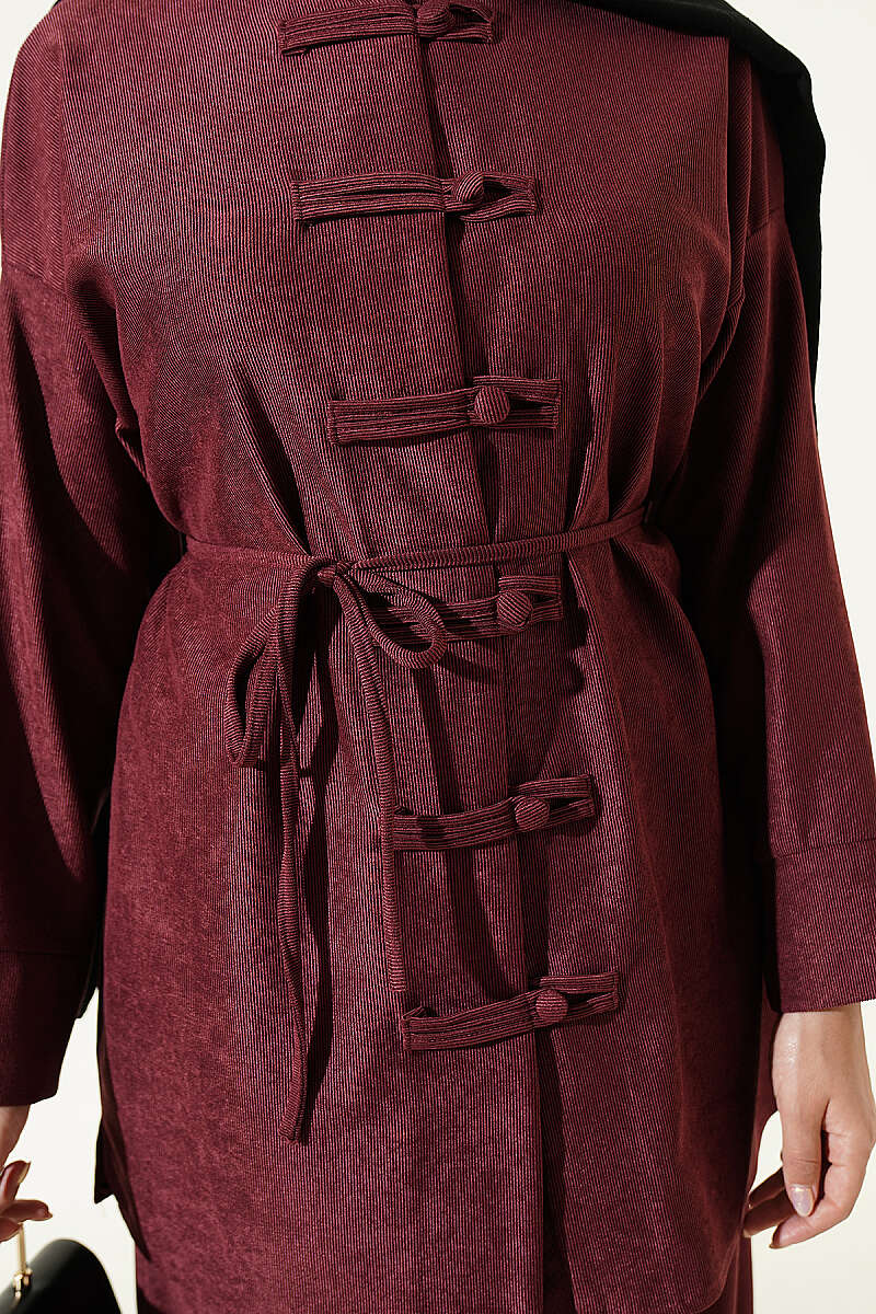 Brit Buttoned French Terry Two-Piece Set Burgundy - Imagen 4