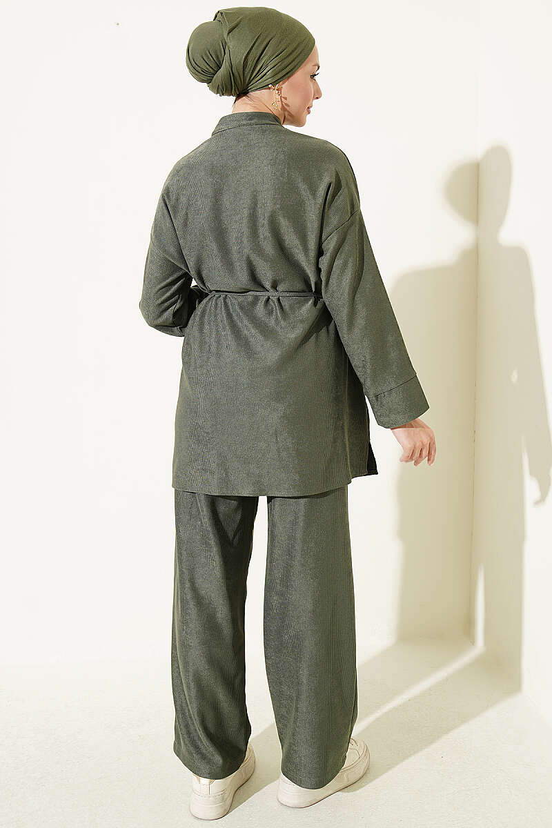 Brit Buttoned French Terry Two-Piece Set Khaki - Image 3