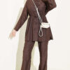 Brit Buttoned French Terry Two-Piece Set Brown