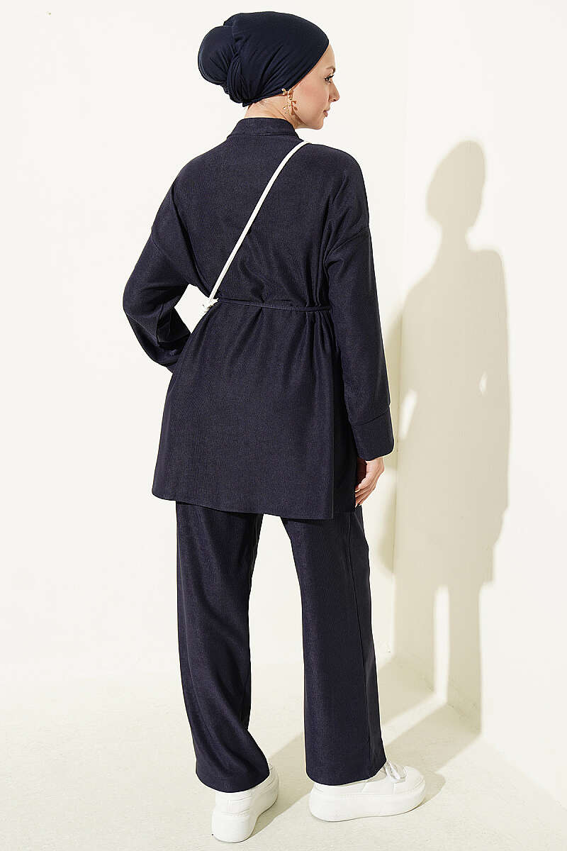Brit Buttoned French Terry Two-Piece Set Navy Blue - Image 3
