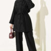 Brit Buttoned French Terry Two-Piece Set Black
