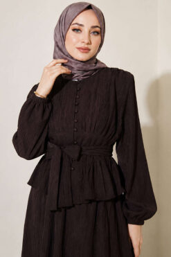 Alternative view of Belted Skirt Set Dark Brown