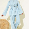 Buttoned Ribbed Denim Two-Piece Set Ice Blue - Image 2