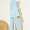 Buttoned Ribbed Denim Two-Piece Set Ice Blue - Image 3