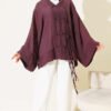 Brit Button Oversized Kimono Plum - Imagen 2
