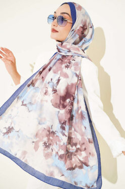 Alternative view of Cloud Pattern Bamboo Crinkle Scarf Saxon Blue