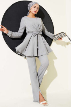 Bürümcük Waist Elasticated Two-Piece Set Grey