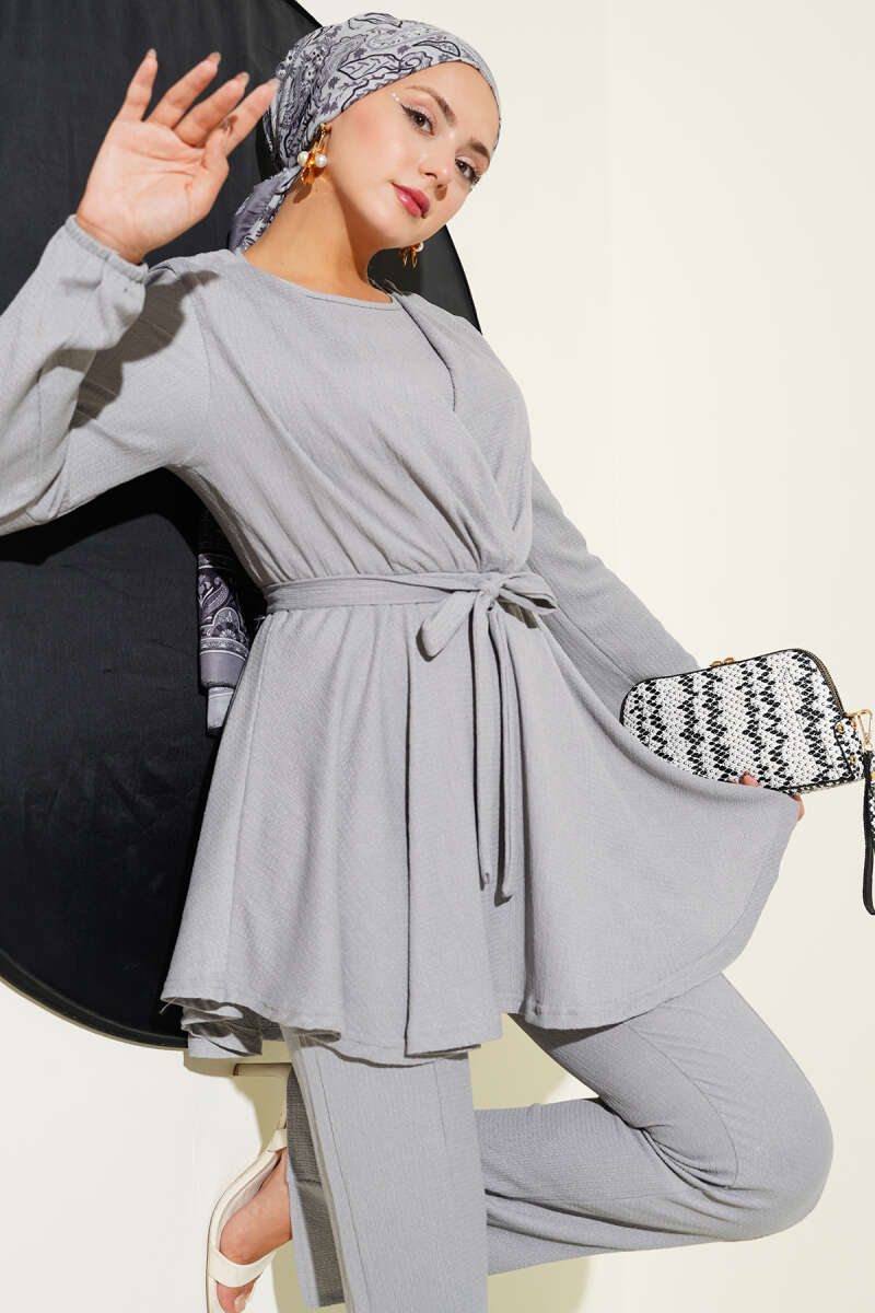 Bürümcük Waist Elasticated Two-Piece Set Grey - Imagen 2