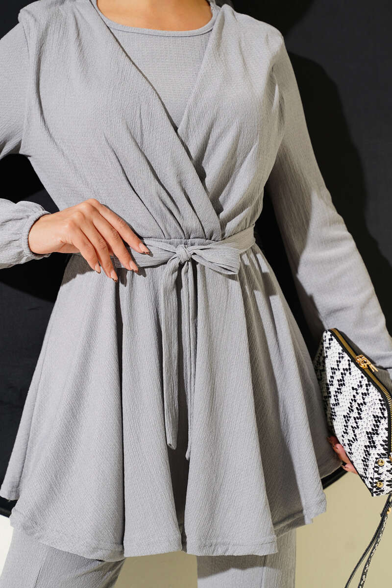 Bürümcük Waist Elasticated Two-Piece Set Grey - Imagen 4