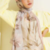 Large Flower Pattern Bamboo Crinkle Shawl Beige - Image 5