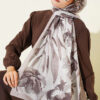 Large Flower Pattern Bamboo Crinkle Shawl Beige - Image 6