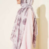 Large Flower Pattern Bamboo Crinkle Shawl Beige - Image 3