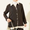 Drawstring Detail Ribbed Two-Piece Set Brown - Imagen 2