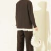 Drawstring Detail Ribbed Two-Piece Set Brown - Imagen 3
