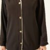 Drawstring Detail Ribbed Two-Piece Set Brown - Imagen 4
