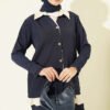 Drawstring Detail Ribbed Two-Piece Set Navy Blue - Imagen 2