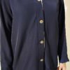 Drawstring Detail Ribbed Two-Piece Set Navy Blue - Imagen 4