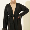 Gathered Detail-Accented Layered Abaya Set Beige - Image 2