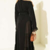 Gathered Detail-Accented Layered Abaya Set Beige - Image 3