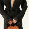 Gathered Detail-Accented Layered Abaya Set Beige - Image 4