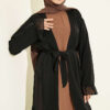 Gathered Detail-Accented Layered Abaya Set Latte - الصورة 2