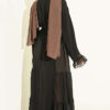 Gathered Detail-Accented Layered Abaya Set Latte - الصورة 3