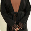 Gathered Detail-Accented Layered Abaya Set Latte - الصورة 4
