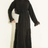 Gathered Detail-Accented Layered Abaya Set Black