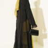 ⁦Gathered Detail-Accented Layered Abaya Set Oil Green⁩ - الصورة ⁦3⁩
