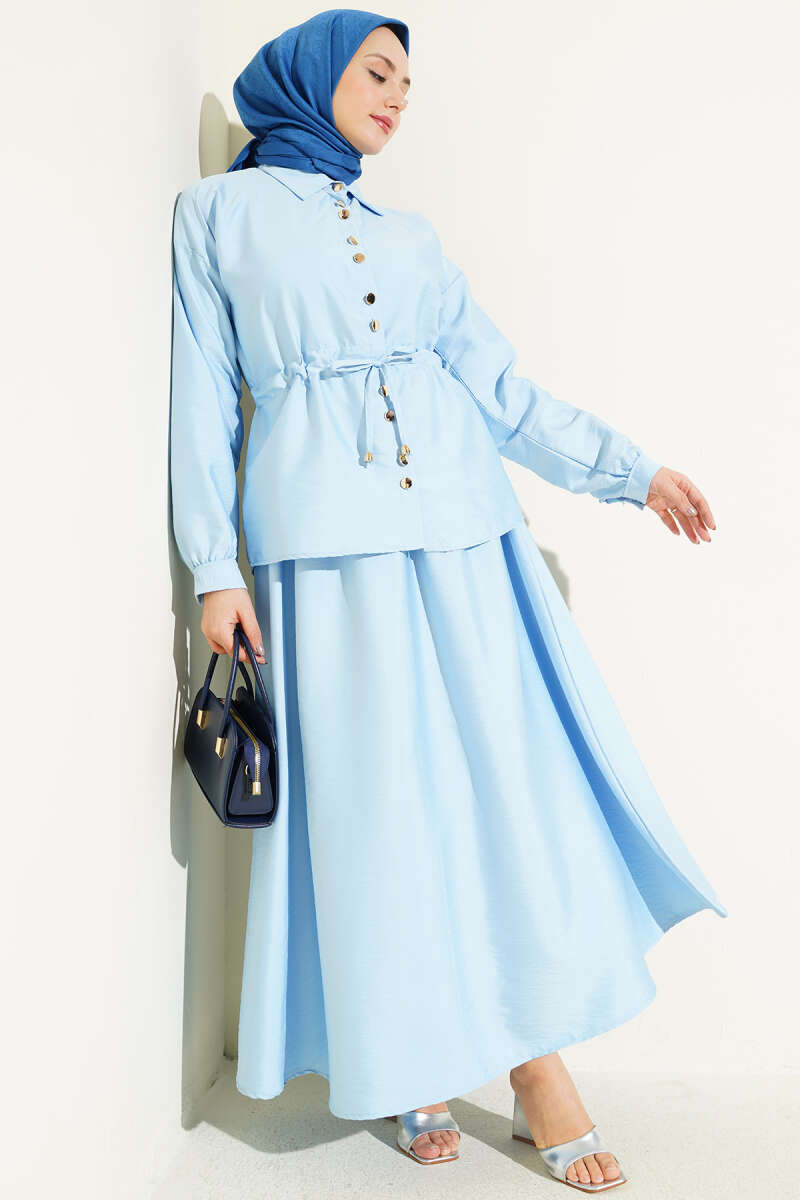 Gathered Detail Parachute Two-Piece Set Ice Blue