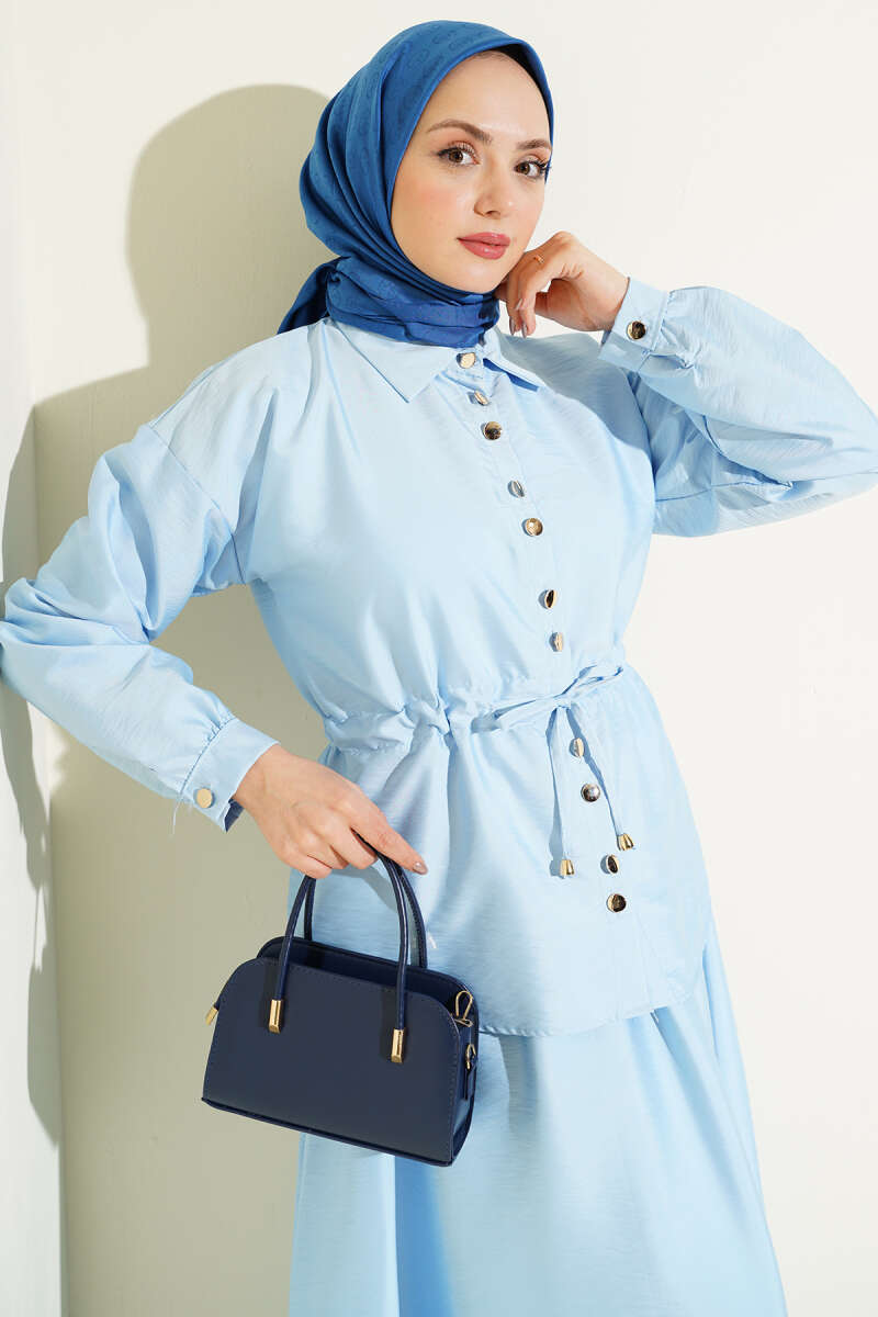 Gathered Detail Parachute Two-Piece Set Ice Blue - immagine 2